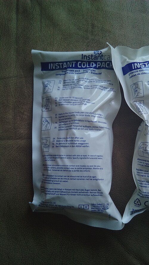 Commercial instant cold packs, shown as an illustration of the product category.