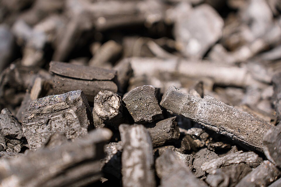 Close view of pieces of charcoal produced in Namibia