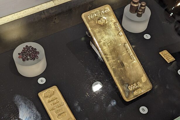 Swiss gold bars on museum display