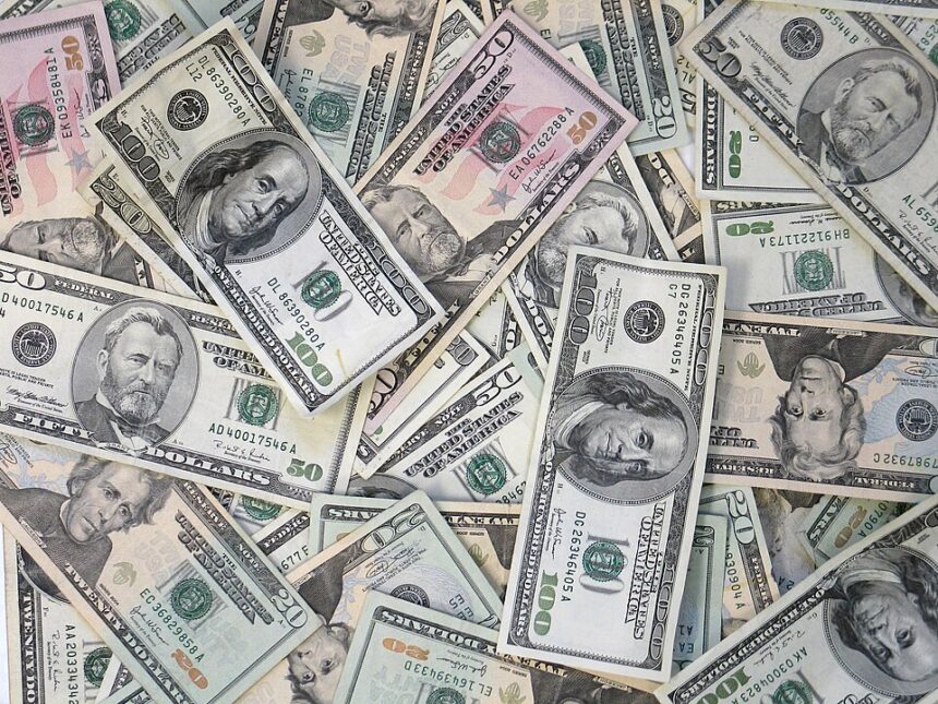 A collection of U.S. dollar banknotes