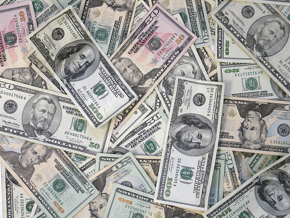 A collection of U.S. dollar banknotes